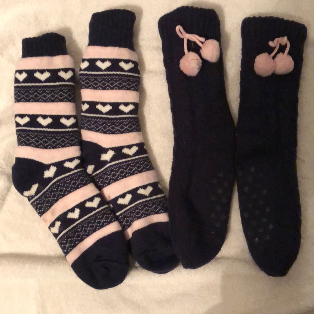 Fleece lined skid free long socks